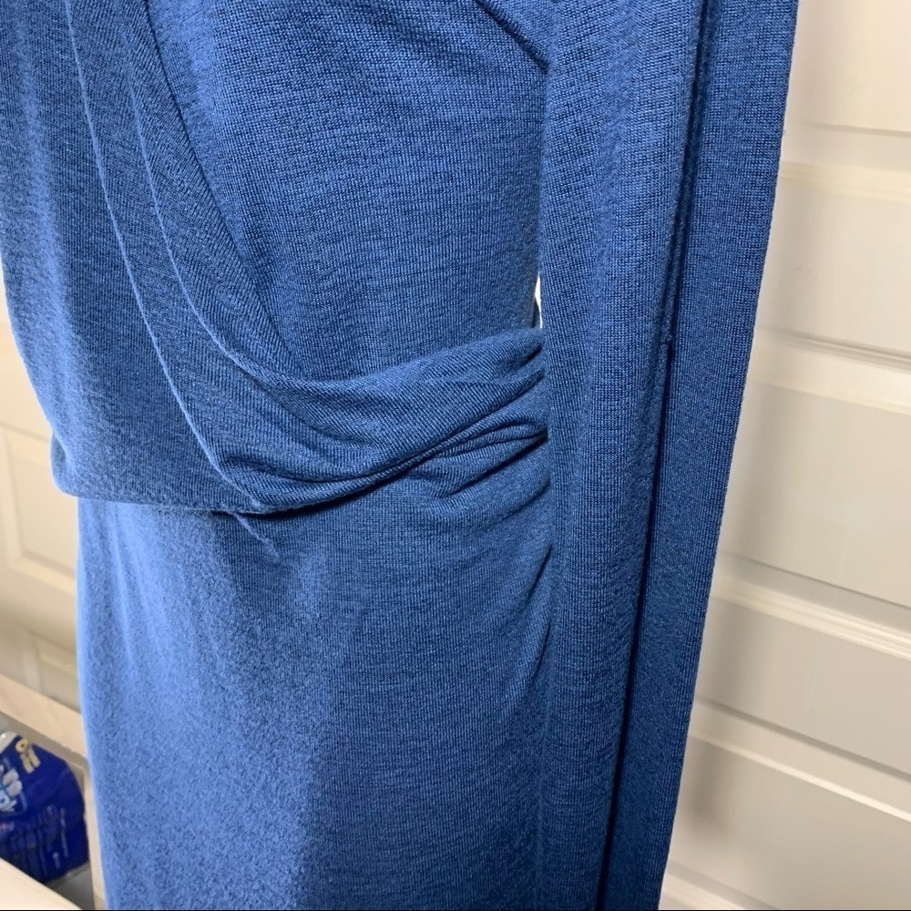 MINIMALIST Blue XL Casual Midi Dress Faux Wrap Long Sleeves V Neck - Picture 9 of 10